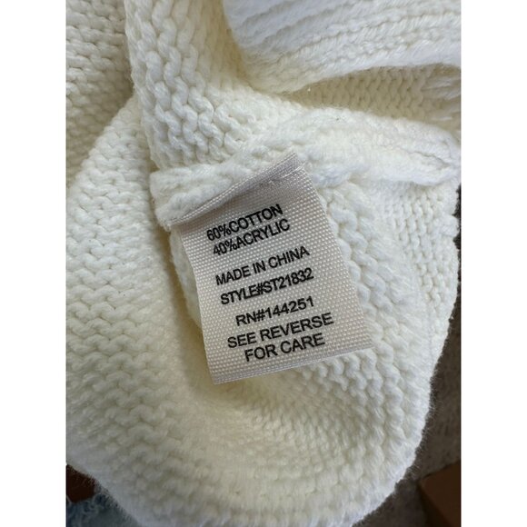 Jessica Simpson Women’s Cream Knit Sweater Small Crewneck Style Cotton Blend - Picture 5 of 7